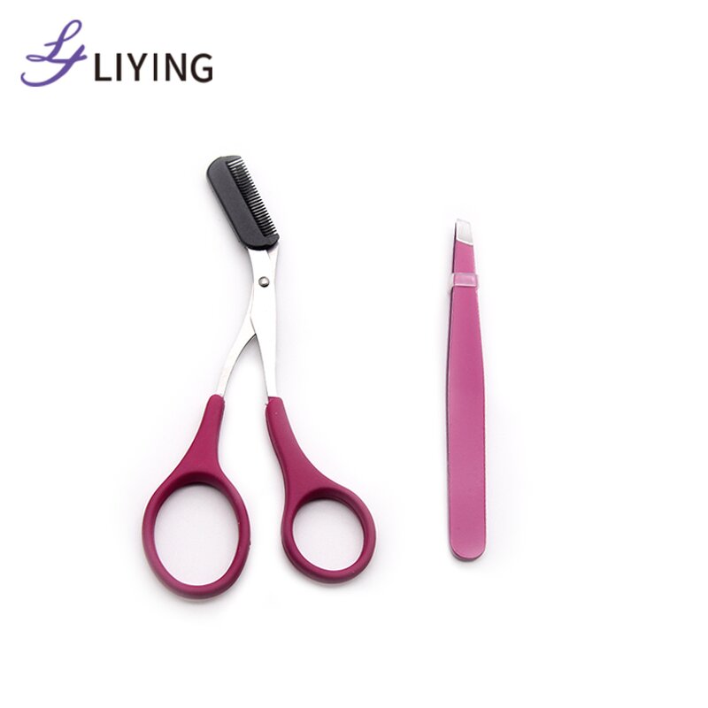 Eyebrow Scissors Set - LYDER Factory Direct Stainless Steel Trimmer Comb Slanted Blade