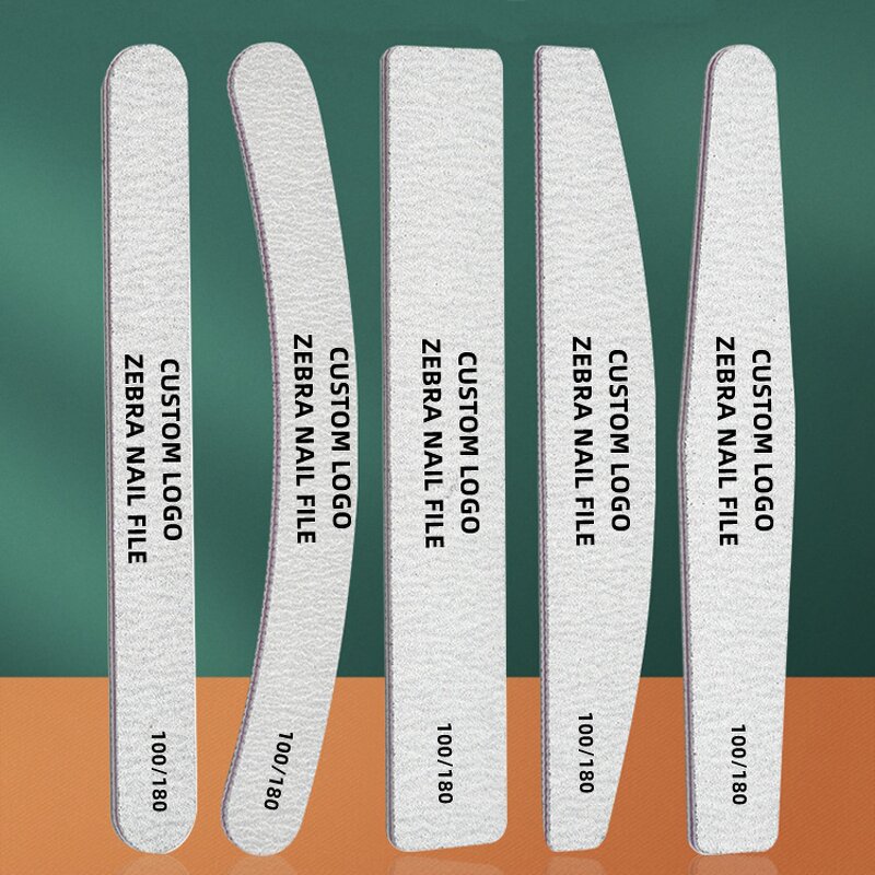 Emery Board Nail File - Lyder OEM ODM Custom Logo Zebra 80-240 Grit Natural Nails