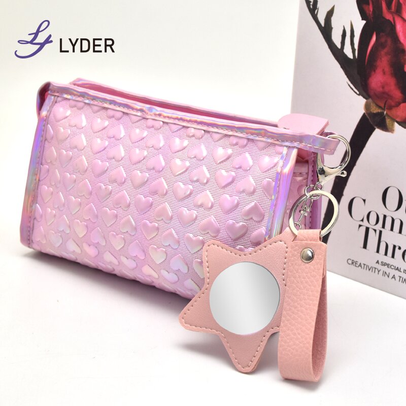 Cosmetic Mirror Keychain - Lyder Custom Logo Leather Heart Star Flower Pendant