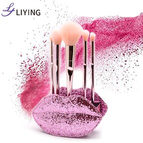 Face Makeup Brush Set - LIYING Private Label 5PCS Professional Synthetic Hair Holder