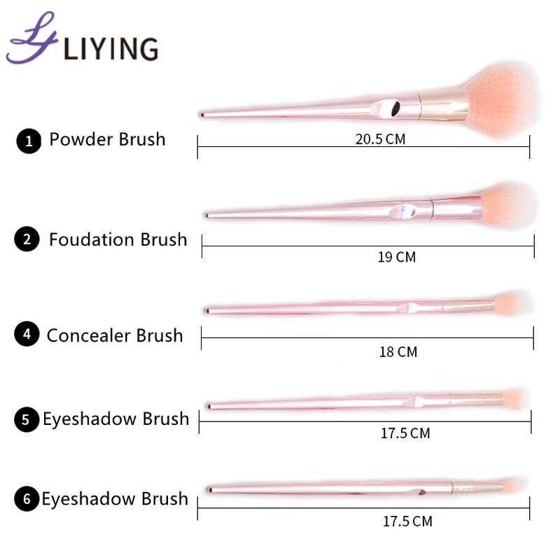 Face Makeup Brush Set - LIYING Private Label 5PCS Professional Synthetic Hair Holder
