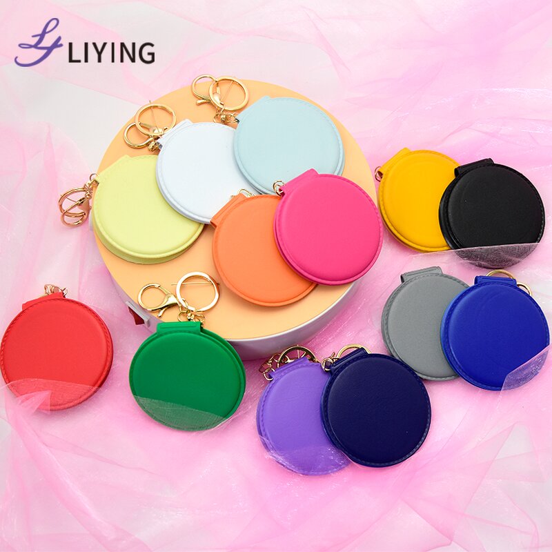 Round Compact Mirror - Lyder Pink Promotional Custom Logo Portable Folding Keychain