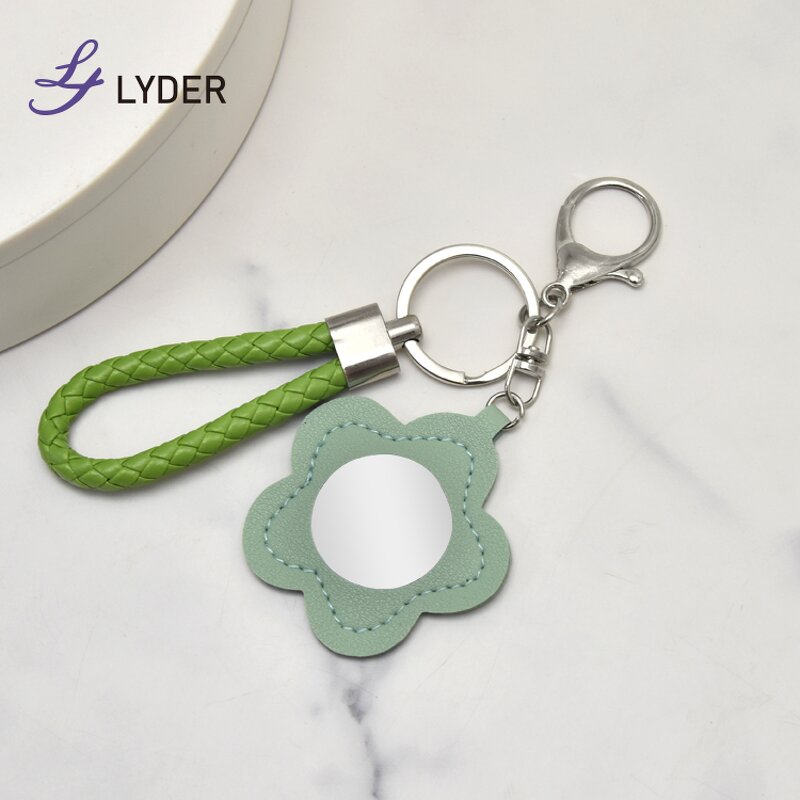 Cosmetic Mirror Keychain - Lyder Custom Logo Leather Heart Star Flower Pendant
