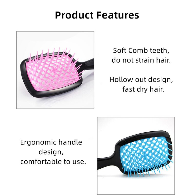 Scalp Massage Comb - Lyder Custom Logo Hollowed-out ABS Detangling Vent Shower Brush