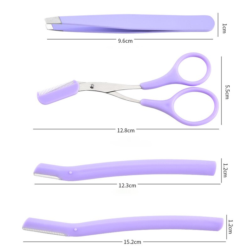 Eyebrow Trimmer Set - LYDER Portable Comfort Handle Slanted Blade 20x12cm Tool