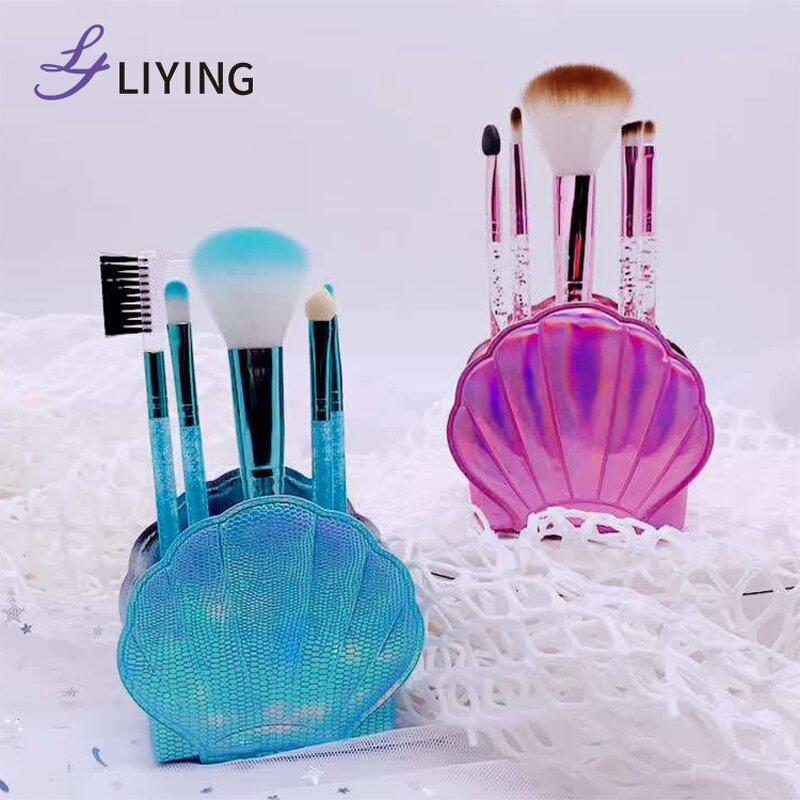 Mermaid Makeup Brushes - Lyder Low MOQ Cruelty-Free Glitter Synthetic Hair Pink Set