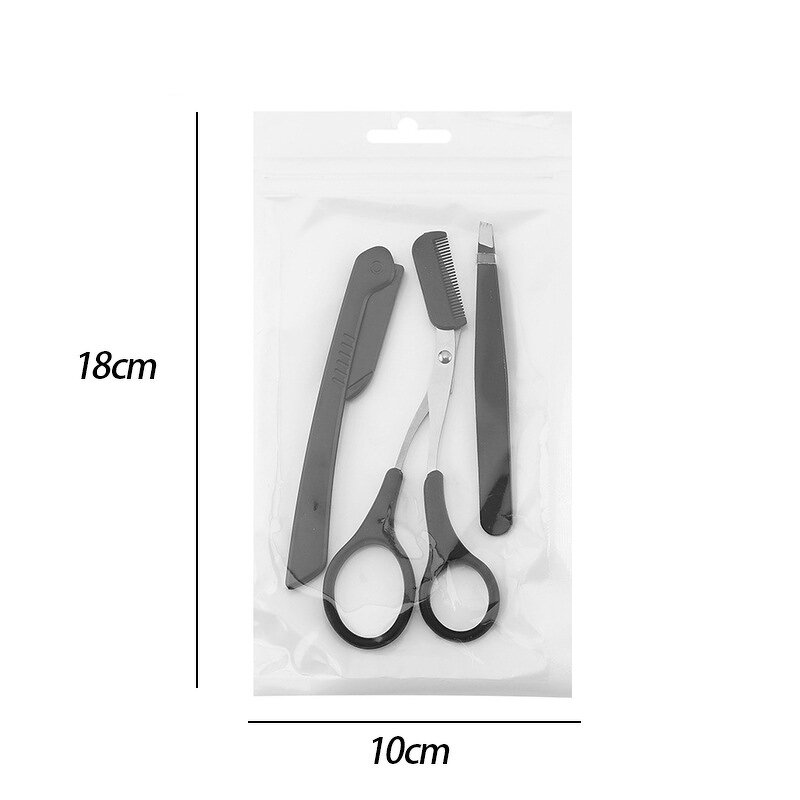 Eyebrow Trimmer Set - LYDER Slanted Blade Stainless Steel 18x10cm Makeup Tool