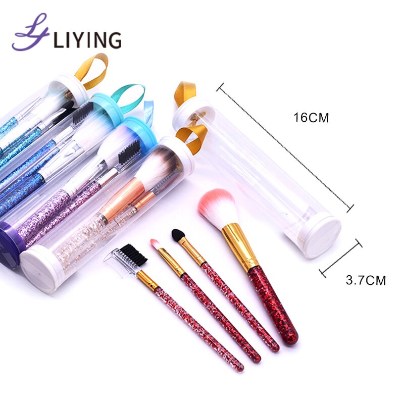 Cosmetic Brush Set - LYDER Custom Logo 4PCS Bling Glitter Handle Synthetic Hair Tool