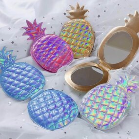 Pineapple Compact Mirror - Lyder Custom Logo Summer Hawaii Double Sided Holographic OEM