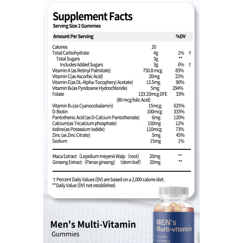 Men's Health Gummies Factory - Sugar Free Maca Ginseng Extract Vegan Powerful