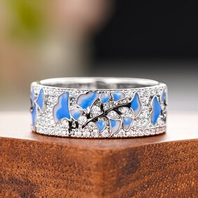 Rings Manufacturer - 2026 Fashion Line Cross Design Two Tone Plated Wide CZ