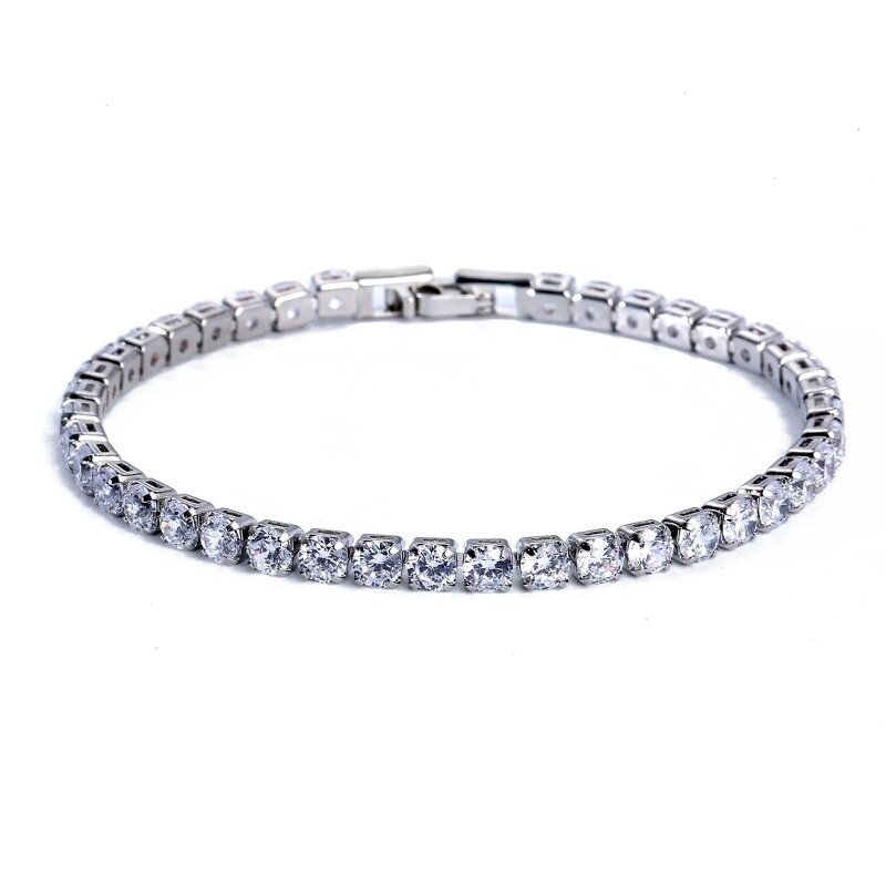 Bracelets Manufacturer - New Trendy 17cm Silver Plated Multicolor Stone CZ Tennis