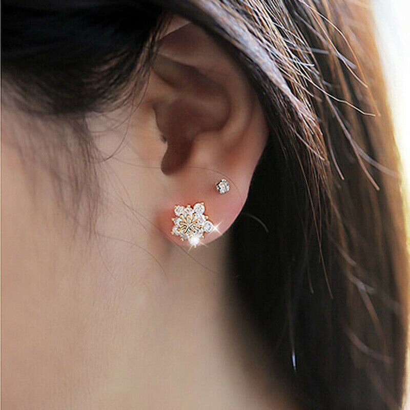 Earrings Manufacturer - Silver Zircon Snowflake with Pearl for Women Wedding