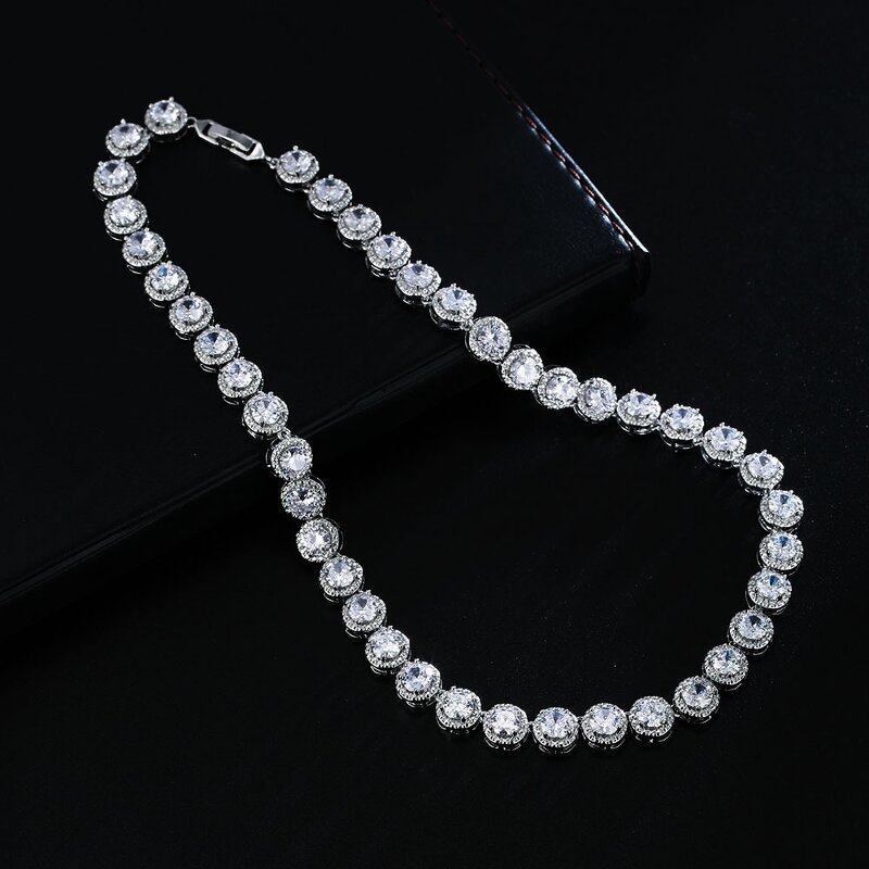 Jewelry Set Manufacturer - Women's Two-Piece Bridal Set Cubic Zirconia Necklace Earrings