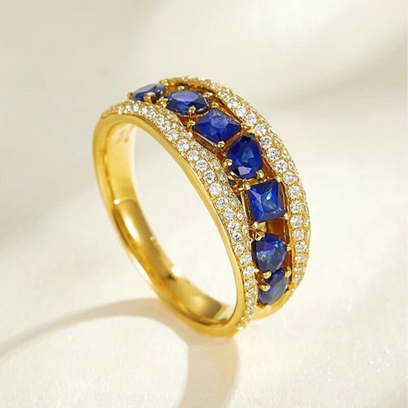 Rings Manufacturer - Trendy Multi Line Wave Design Purple Cubic Zirconia & OEM