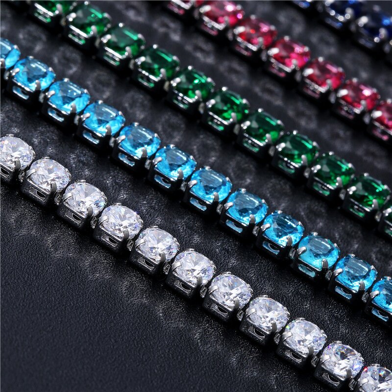 Bracelets Manufacturer - New Trendy 17cm Silver Plated Multicolor Stone CZ Tennis
