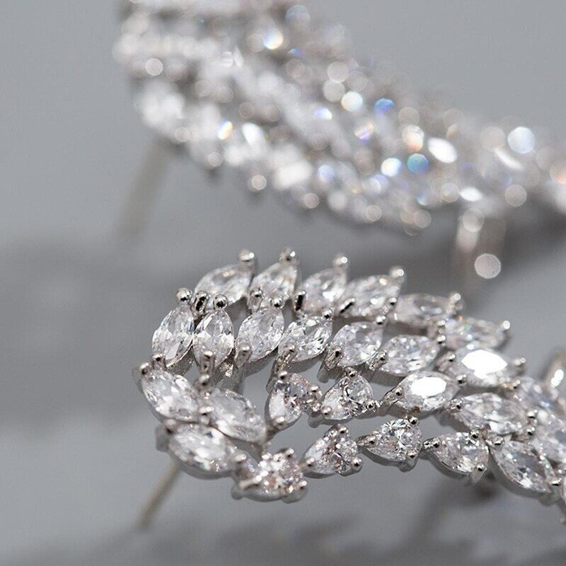 Rings Manufacturer - 925 Silver Plated Micro Paved Zircon Adjustable Feather Wing