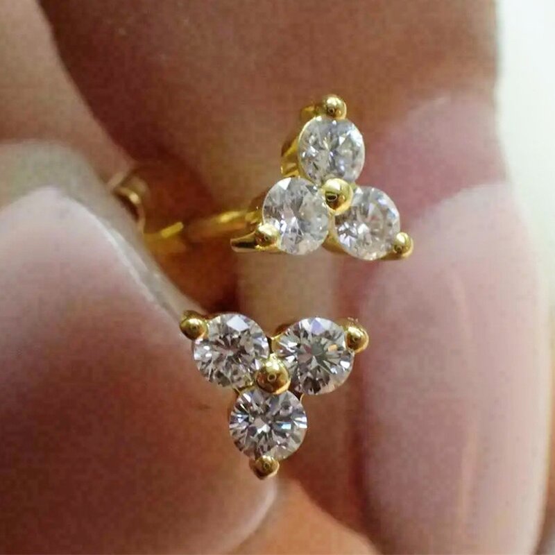 Earrings Manufacturer - Wholesaler Dainty Flower Design Olive Green Zircon Stud