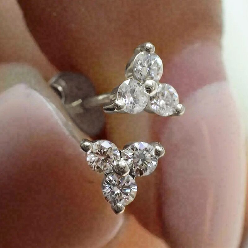 Earrings Manufacturer - Wholesaler Dainty Flower Design Olive Green Zircon Stud