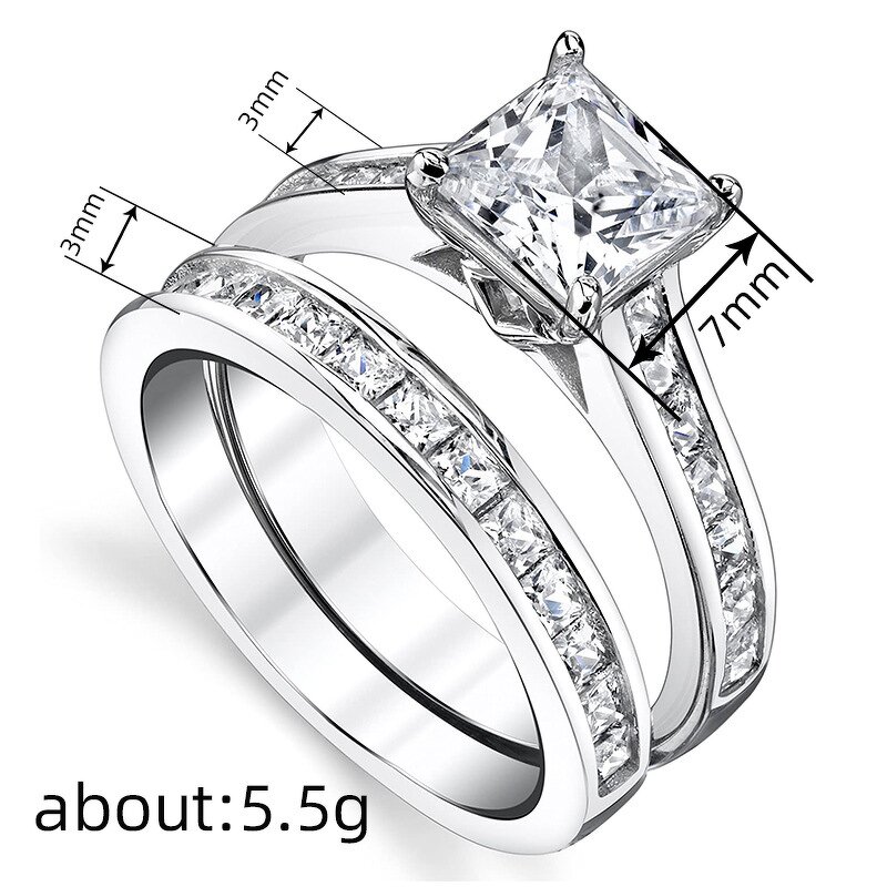 Rings Manufacturer - Round Crystal Cubic Zirconia Hollow Design Couple Set