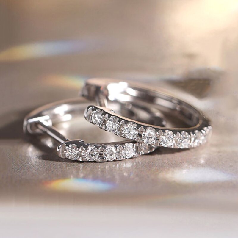 Earrings Manufacturer - Exquisite Geometric Hollow Design Princess Cut Zircon