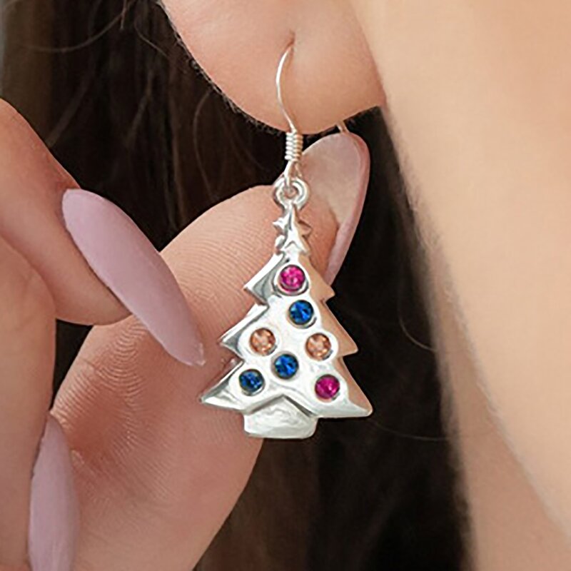 Earrings Manufacturer - Christmas Tree Design with Sparkling Crystal for Gift