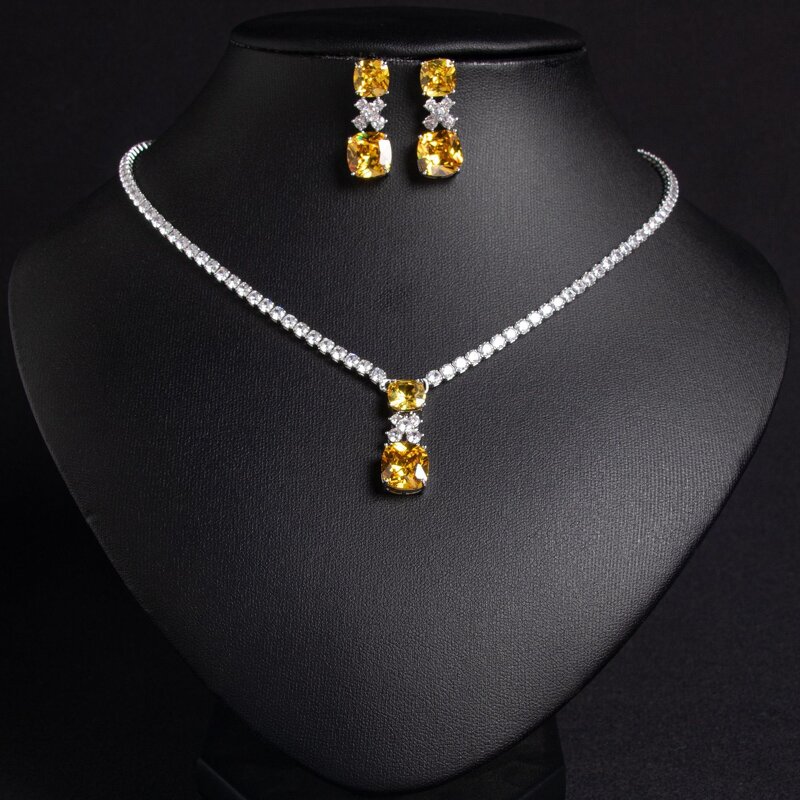Jewelry Set Manufacturer - Multicolored Rectangular Stone Ring and Necklace Set