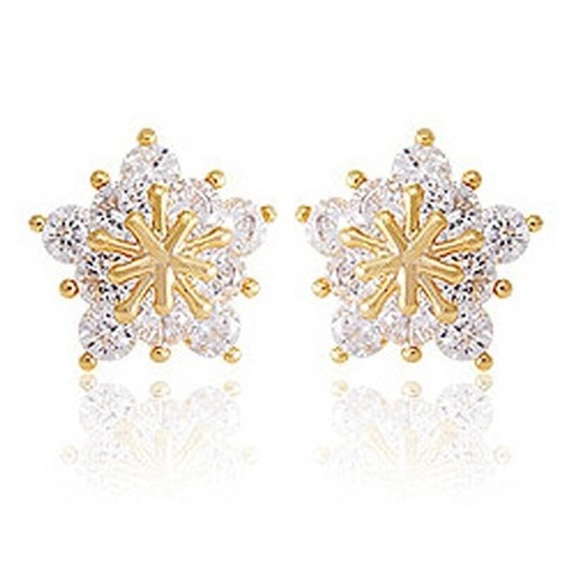 Earrings Manufacturer - Silver Zircon Snowflake with Pearl for Women Wedding