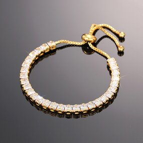 Bracelets Manufacturer - 4mm Round Square 5A Zircon Single Row Adjustable Tennis