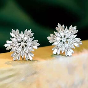 Stud Earrings Manufacturer - Snowflakes Design in Rose Gold Colors for Women