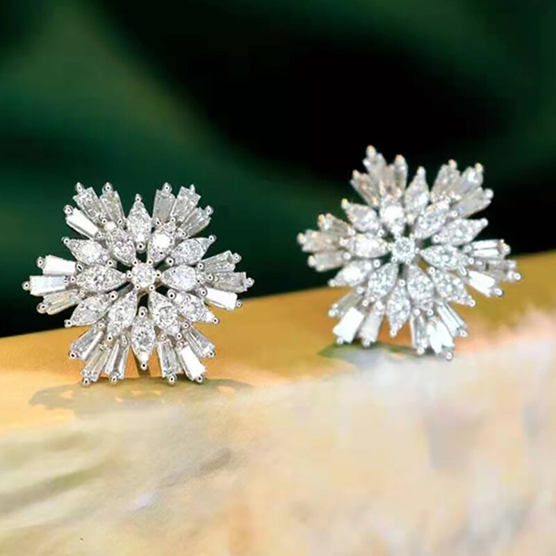 Stud Earrings Manufacturer - Snowflakes Design in Rose Gold Colors for Women