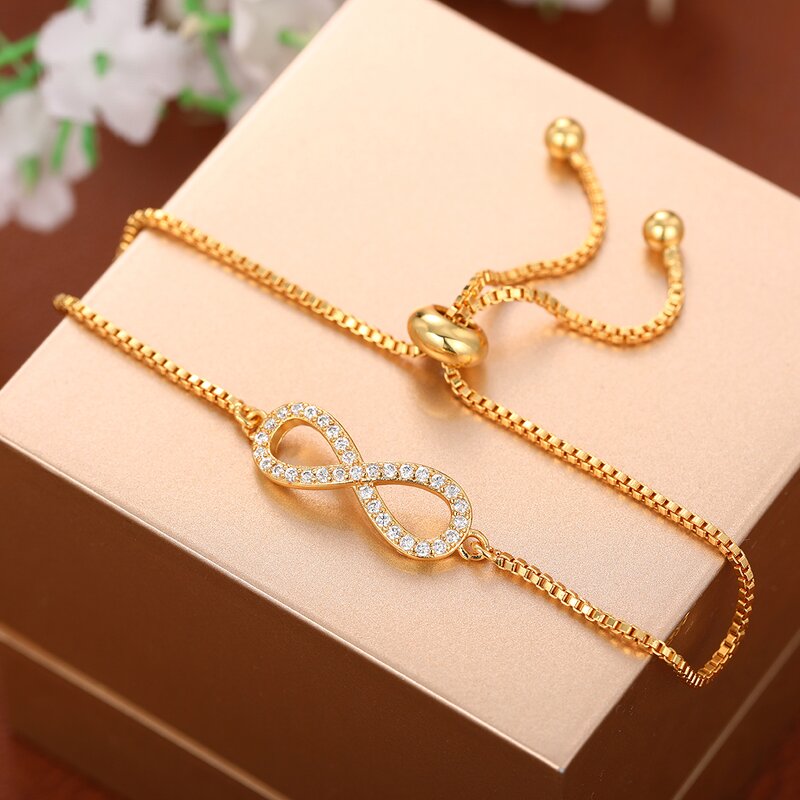Bracelet Manufacturer - Full Stone Inlaid Adjustable Cubic Zirconia Link Chain