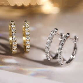 Earrings Manufacturer - Exquisite Geometric Hollow Design Princess Cut Zircon