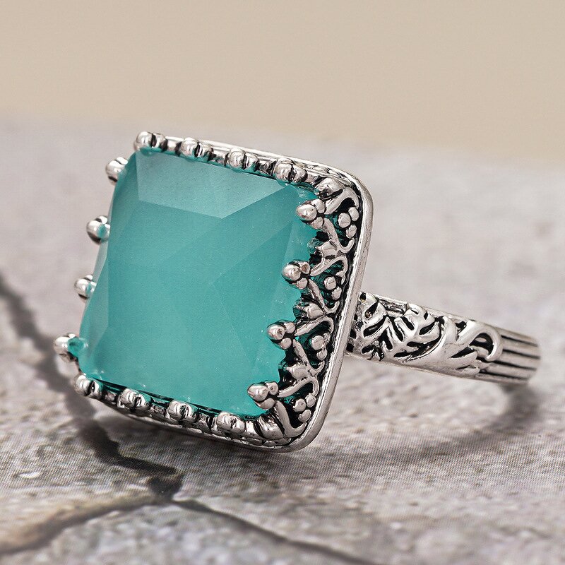 Rings Manufacturer - Dainty Geometric Square Design Multi Color Zircon Eternity