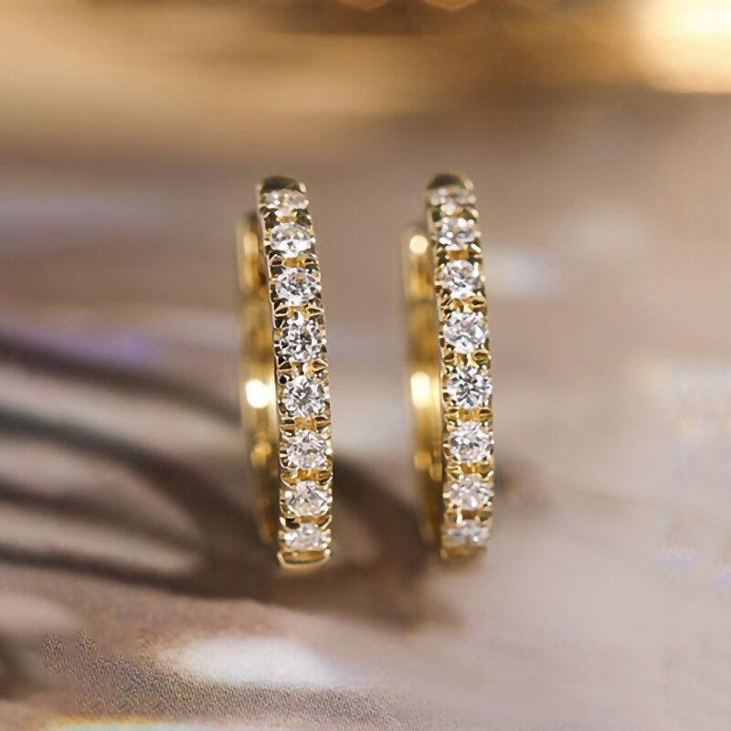 Earrings Manufacturer - Exquisite Geometric Hollow Design Princess Cut Zircon