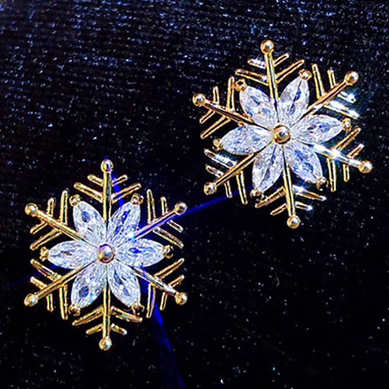 Earrings Manufacturer - Cluster Snowflake Style with White Zircon Stone for Women