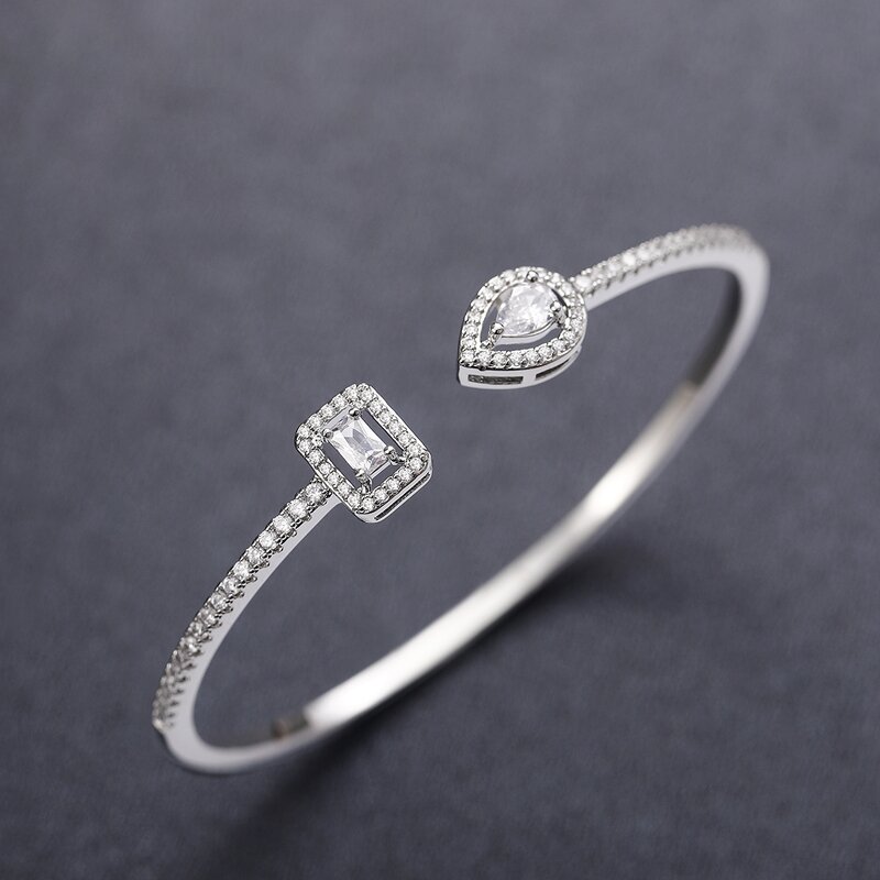 Bracelet Manufacturer - Hot Cuban Silver Plated Tennis Zircon Crystal Chain Bangle