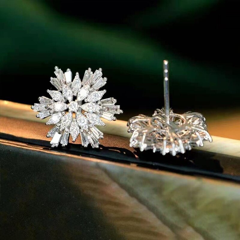 Stud Earrings Manufacturer - Snowflakes Design in Rose Gold Colors for Women