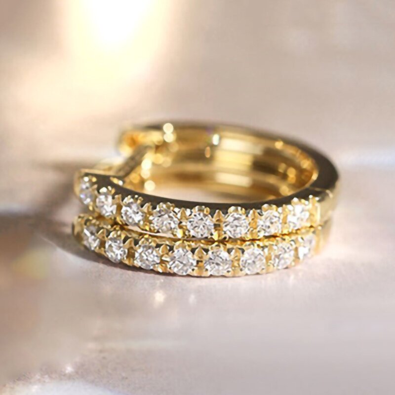 Earrings Manufacturer - Exquisite Geometric Hollow Design Princess Cut Zircon