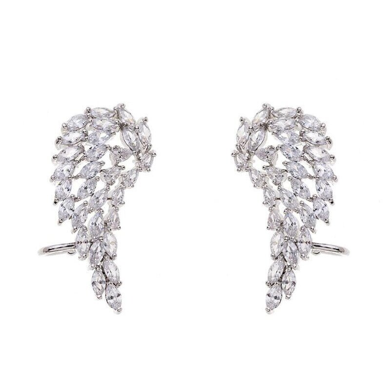 Rings Manufacturer - 925 Silver Plated Micro Paved Zircon Adjustable Feather Wing