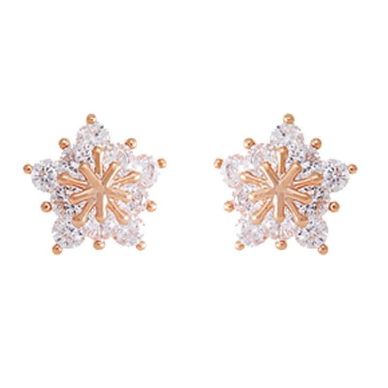 Earrings Manufacturer - Silver Zircon Snowflake with Pearl for Women Wedding