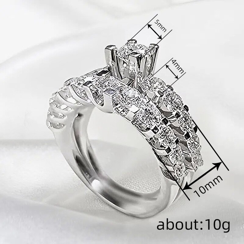 Rings Manufacturer - Square Design Sparkling Zircon Couple Set for Bridal