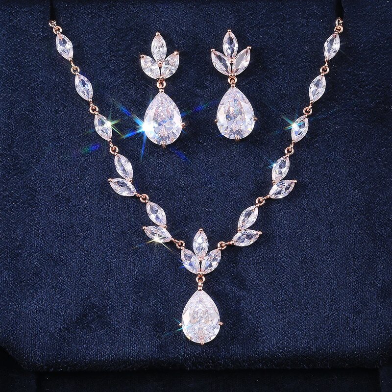 Jewelry Sets Manufacturer - Elegant Simple Two-Piece Bridal Set with Round CZ