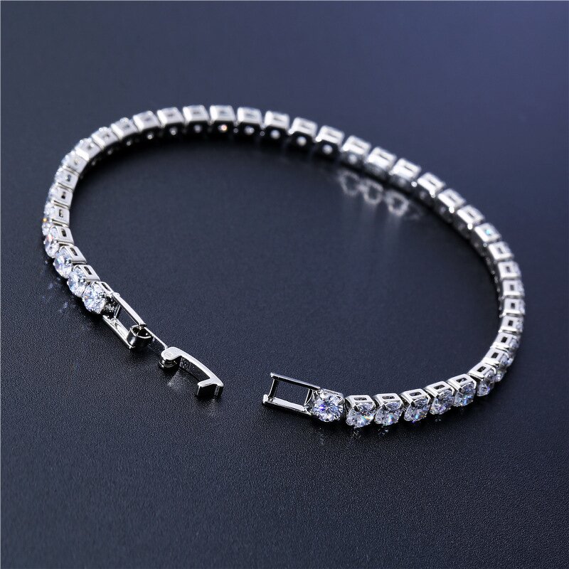 Bracelets Manufacturer - New Trendy 17cm Silver Plated Multicolor Stone CZ Tennis