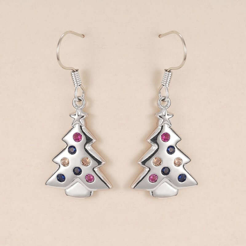 Earrings Manufacturer - Christmas Tree Design with Sparkling Crystal for Gift