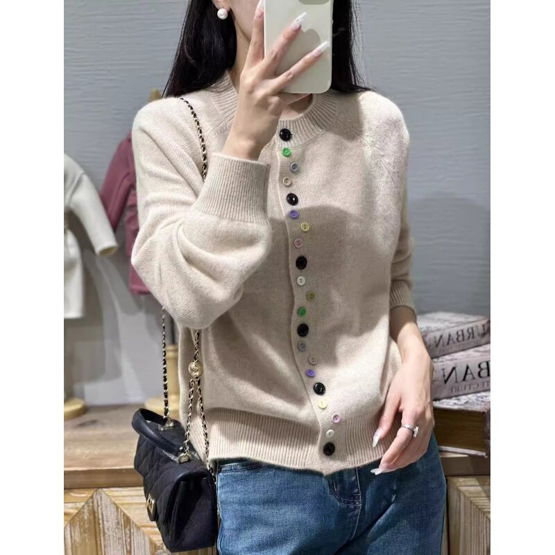 Knit Cardigan Manufacturer - Liu Ming 2025 Women Autumn Winter Casual Loose Round Neck Wool