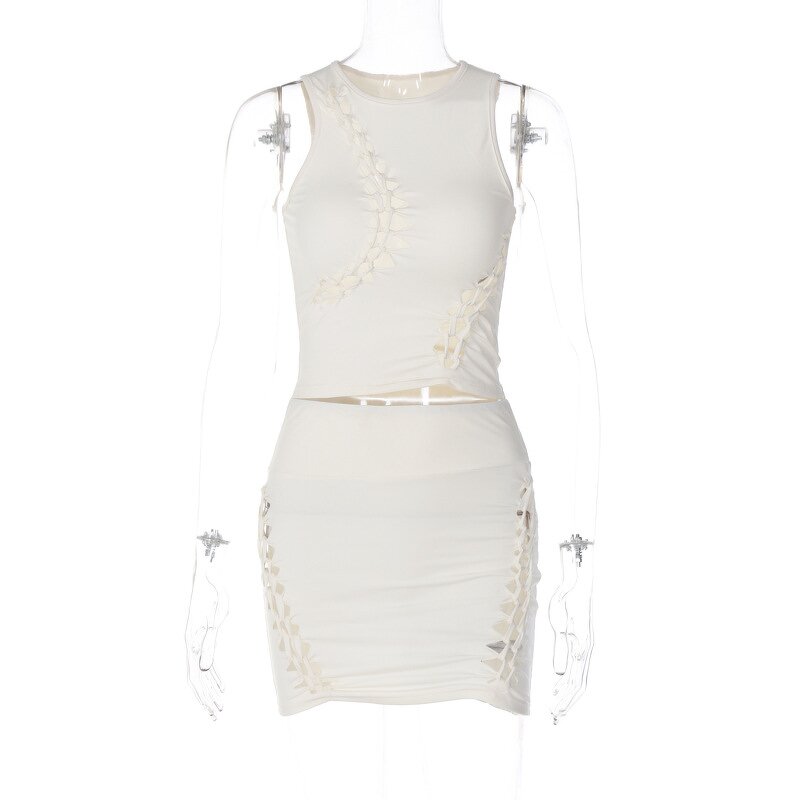 Women Two Piece Set Manufacturer - 2026 O Neck Crop Tank Top + Skirt Y2K Party