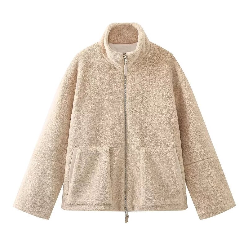 Fleece Jacket Manufacturer - 2026 Women Solid High Neck Faux Lamb Wool Autumn Winter
