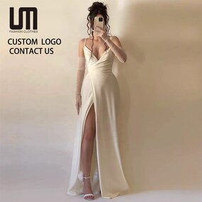 Evening Dress Manufacturer - 2026 Sleeveless Deep V-neck Split Suspender High Waist