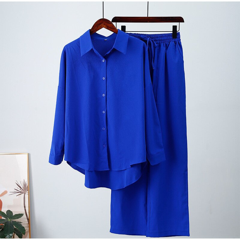 Women Two Piece Set Manufacturer - Liu Ming Autumn Streetwear Casual Cotton Linen Shirt + Pants